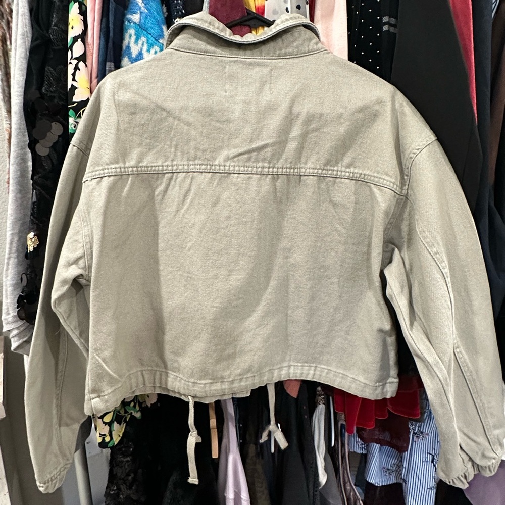 ASHLEY VINTAGE CHARM DENIM JACKET COLOR: TAUPE - Picture 4 of 7